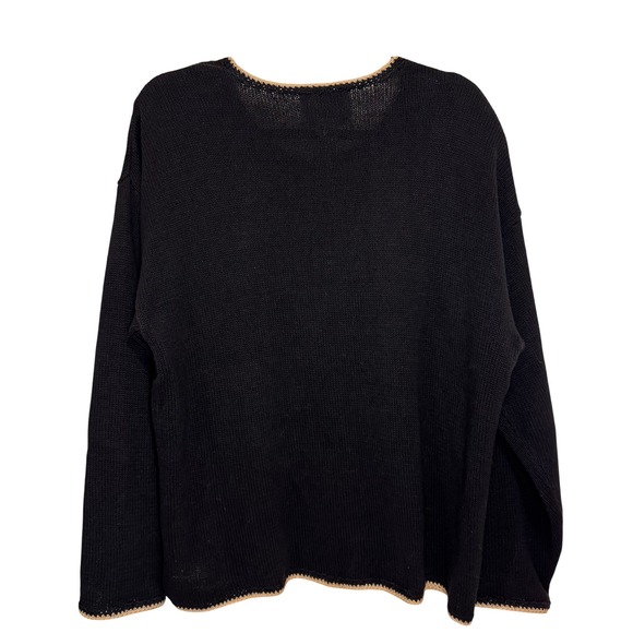 Vintage Y2K Embroidered Cardigan Sweater L Black New Year's Eve Party Fireworks - Picture 7 of 13